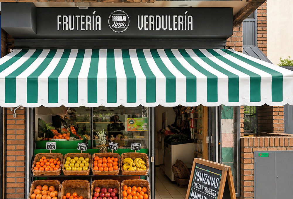 Toldo publicitario fruteria