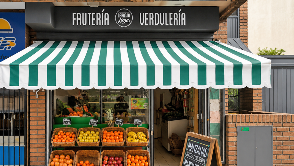 Toldo publicitario fruteria